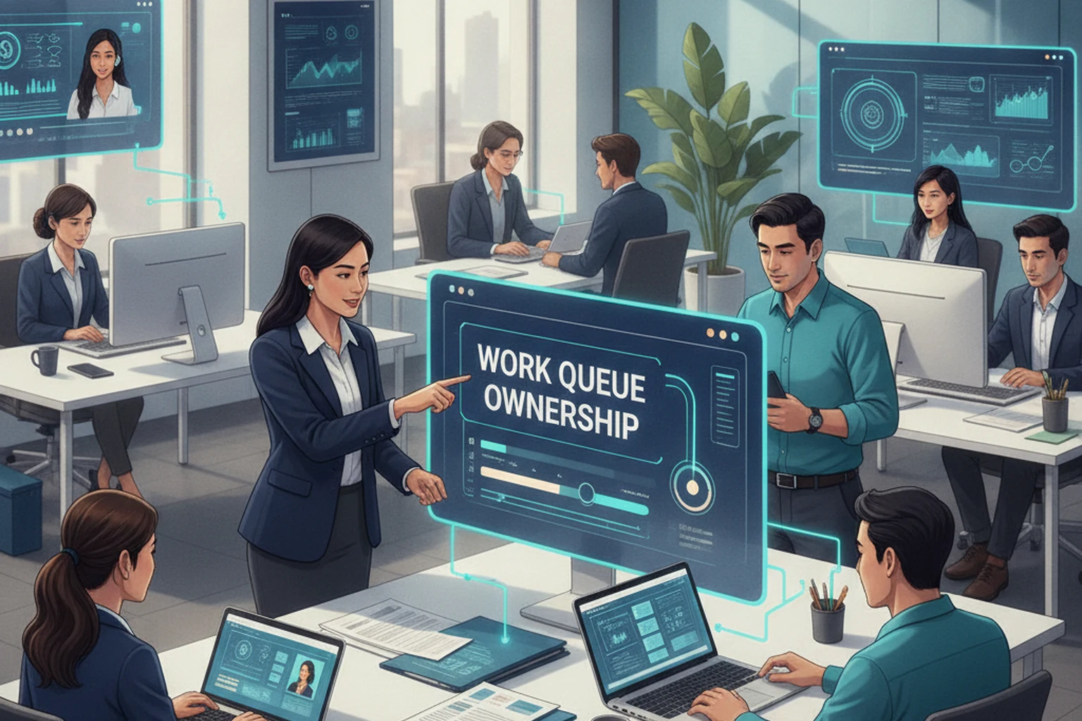 Outsourced Workforce Operations: Work Queue Ownership editorial illustration