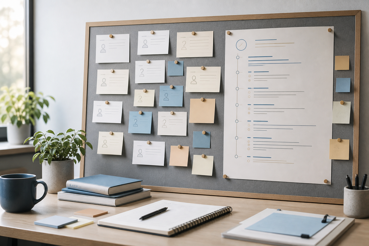 Design a research queue for outsourced blog production editorial illustration